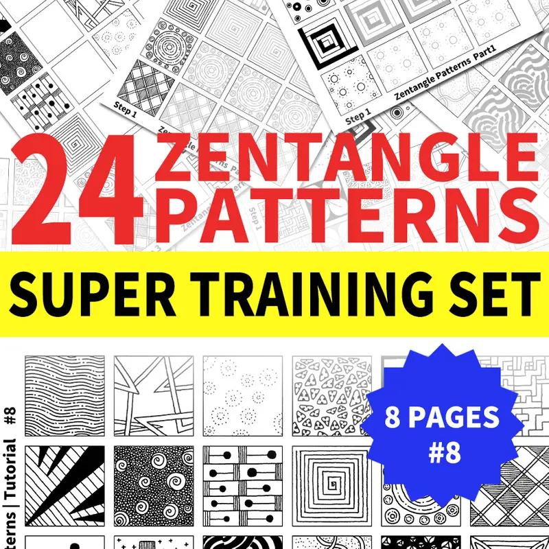 24 Zentangle Patterns #8 Templates